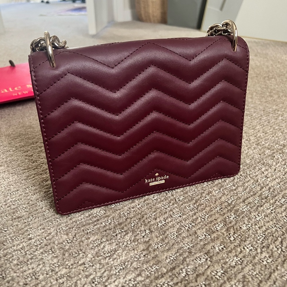 kate spade Quilted Chevron Shoulder Bag in Burgundy